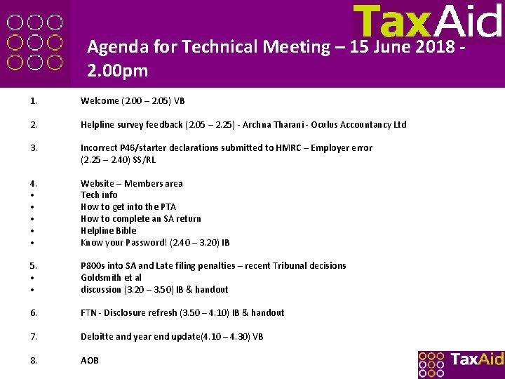 Agenda for Technical Meeting – 15 June 2018 2. 00 pm 1. Welcome (2. Agenda for Technical Meeting – 15 June 2018 2. 00 pm 1. Welcome (2.
