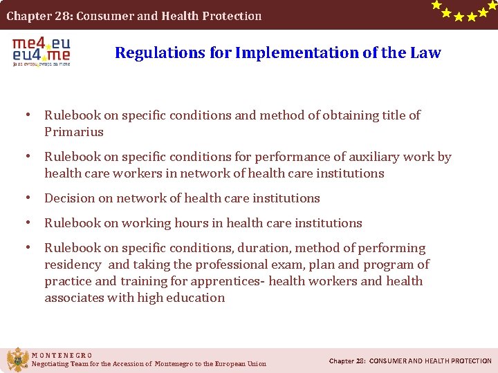 Chapter 28: Consumer and Health Protection Regulations for Implementation of the Law • Rulebook