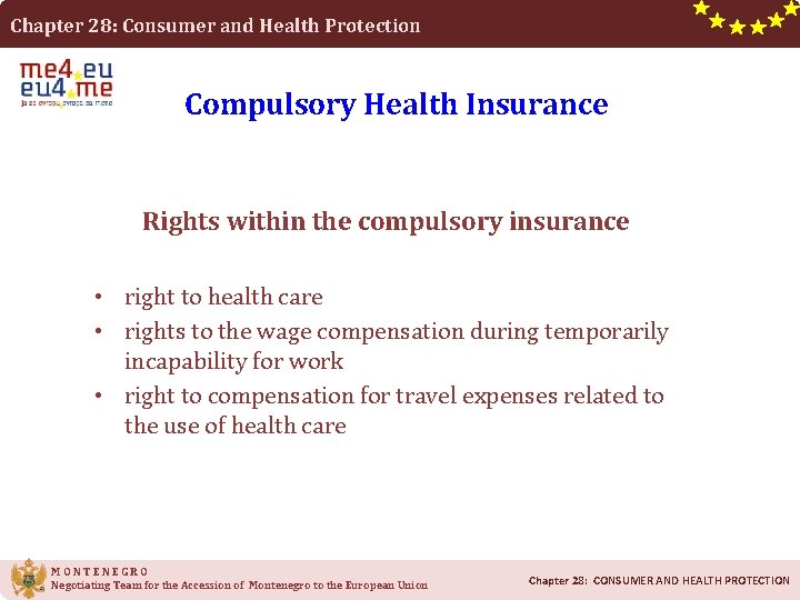 Chapter 28: Consumer and Health Protection Compulsory Health Insurance Rights within the compulsory insurance