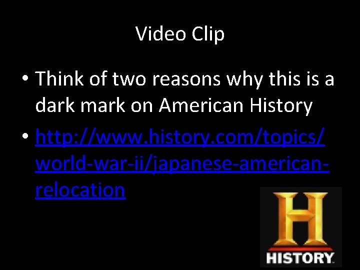 Video Clip • Think of two reasons why this is a dark mark on