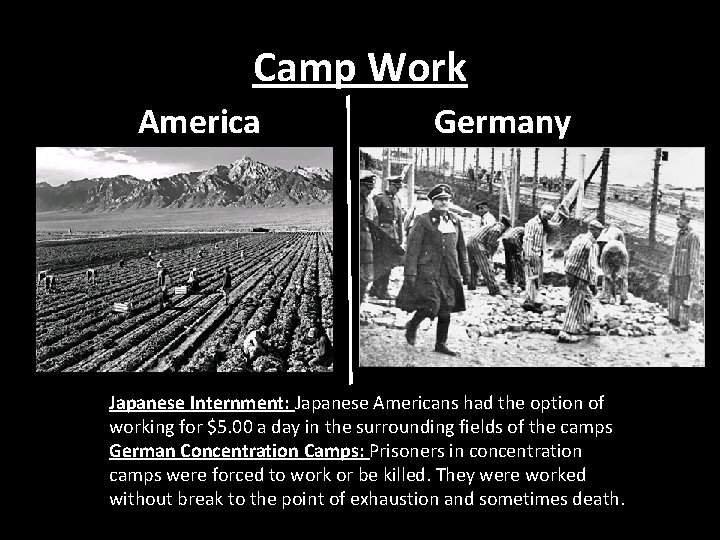 Camp Work America Germany Japanese Internment: Japanese Americans had the option of working for