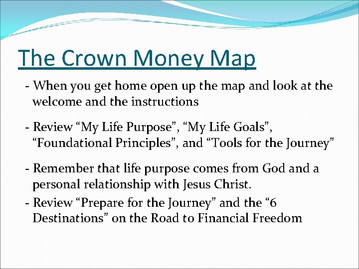 The Crown Money Map - When you get home open up the map and