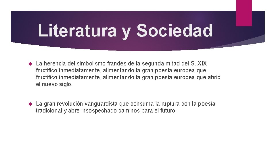 Literatura y Sociedad La herencia del simbolismo frandes de la segunda mitad del S.