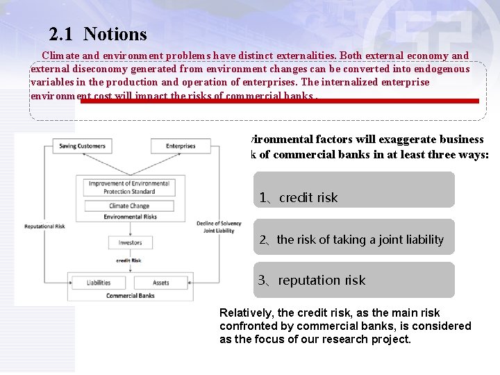 2. 1 Notions Climate and environment problems have distinct externalities. Both external economy and