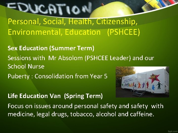 Personal, Social, Health, Citizenship, Environmental, Education (PSHCEE) Sex Education (Summer Term) Sessions with Mr