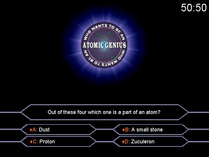 50: 50 Out of these four which one is a part of an atom?