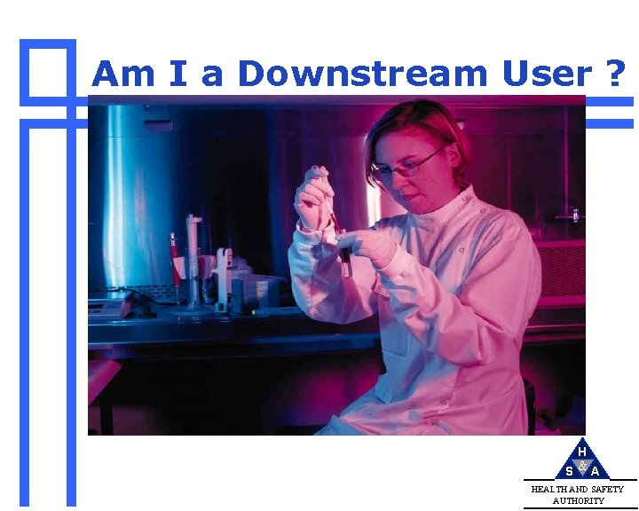 Am I a Downstream User ? H S &A HEALTH AND SAFETY AUTHORITY 