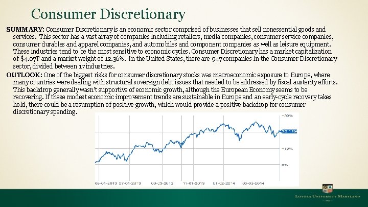 Consumer Discretionary SUMMARY: Consumer Discretionary is an economic sector comprised of businesses that sell