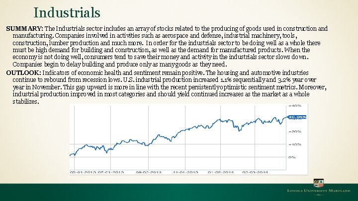 Industrials SUMMARY: The Industrials sector includes an array of stocks related to the producing Industrials SUMMARY: The Industrials sector includes an array of stocks related to the producing