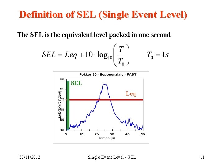 Definition of SEL (Single Event Level) The SEL is the equivalent level packed in