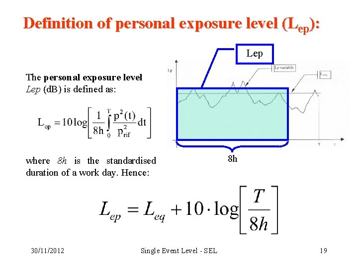 Definition of personal exposure level (Lep): Lep The personal exposure level Lep (d. B)