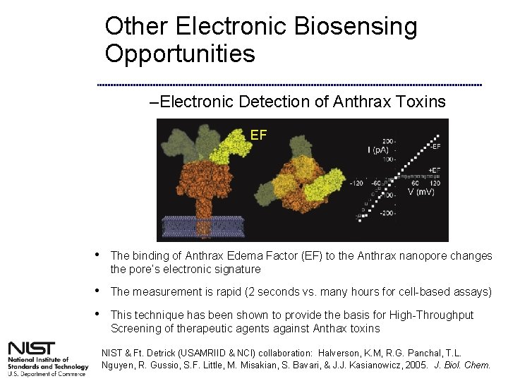 Other Electronic Biosensing Opportunities –Electronic Detection of Anthrax Toxins EF • The binding of