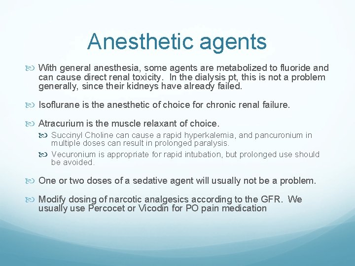 Preoperative recommendations for patients with Chronic Renal Failure