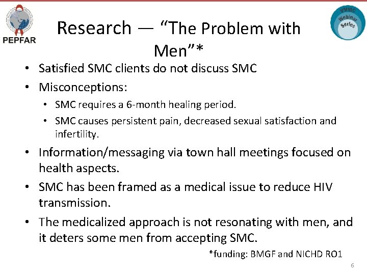 Research — “The Problem with Men”* • Satisfied SMC clients do not discuss SMC
