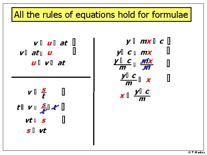 All the rules of equations hold formulae © T Madas 