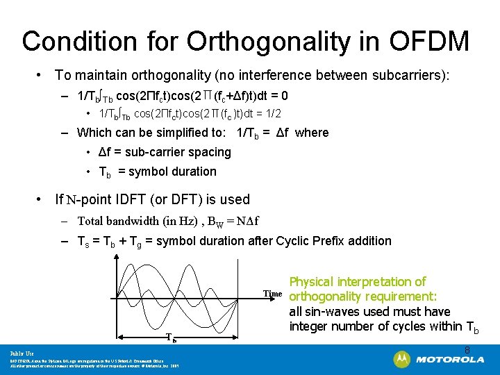 Condition for Orthogonality in OFDM • To maintain orthogonality (no interference between subcarriers): –