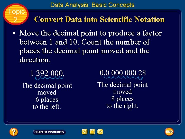 Topic 2 Data Analysis: Basic Concepts Convert Data into Scientific Notation • Move the