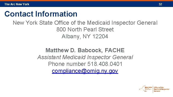The Arc New York 32 Contact Information New York State Office of the Medicaid