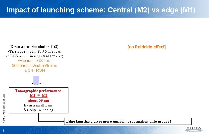 Impact of launching scheme: Central (M 2) vs edge (M 1) AO 4 ELT