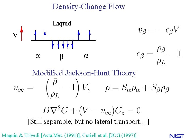 Density-Change Flow Modified Jackson-Hunt Theory [Still separable, but no lateral transport…] Magnin & Trivedi