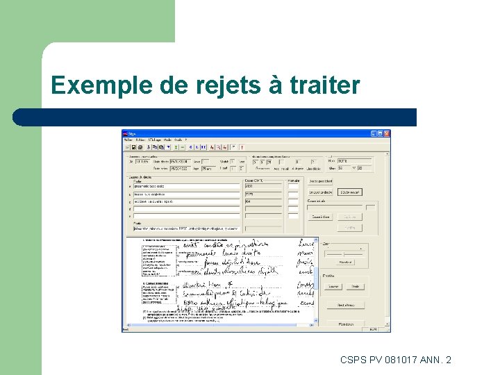 Exemple de rejets à traiter CSPS PV 081017 ANN. 2 Exemple de rejets à traiter CSPS PV 081017 ANN. 2