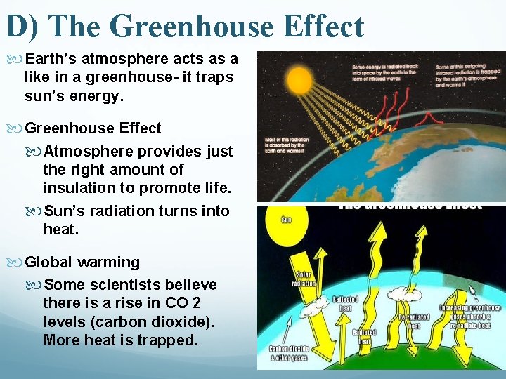 D) The Greenhouse Effect Earth’s atmosphere acts as a like in a greenhouse- it