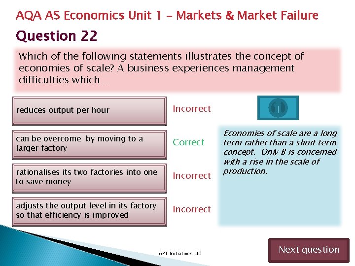 AQA AS Economics Unit 1 – Markets & Market Failure Question 22 Which of AQA AS Economics Unit 1 – Markets & Market Failure Question 22 Which of