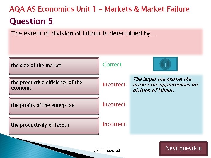 AQA AS Economics Unit 1 – Markets & Market Failure Question 5 The extent AQA AS Economics Unit 1 – Markets & Market Failure Question 5 The extent