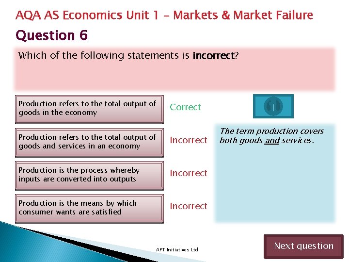AQA AS Economics Unit 1 – Markets & Market Failure Question 6 Which of AQA AS Economics Unit 1 – Markets & Market Failure Question 6 Which of