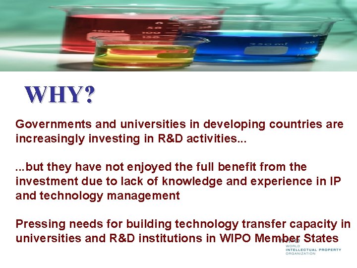 WHY? Governments and universities in developing countries are increasingly investing in R&D activities. . WHY? Governments and universities in developing countries are increasingly investing in R&D activities. .
