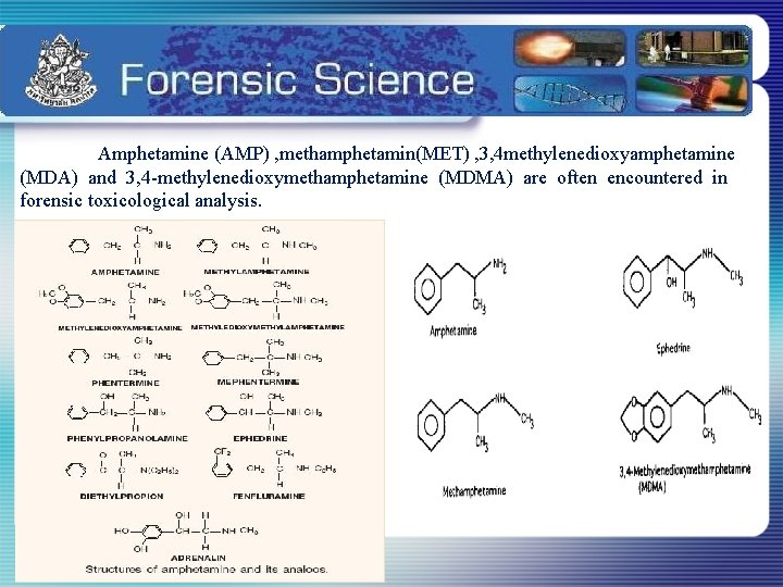 Amphetamine (AMP) , methamphetamin(MET) , 3, 4 methylenedioxyamphetamine (MDA) and 3, 4 -methylenedioxymethamphetamine (MDMA)