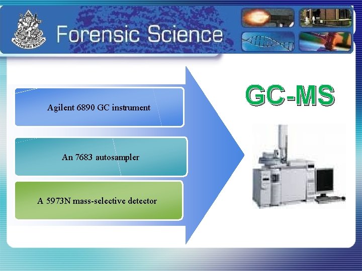 GC-MS Agilent 6890 GC instrument An 7683 autosampler A 5973 N mass-selective detector GC-MS