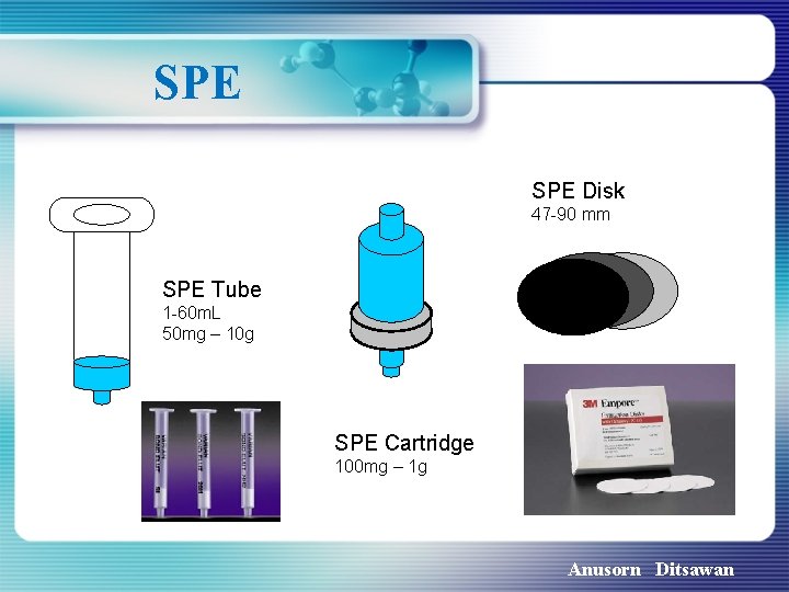 SPE Disk 47 -90 mm SPE Tube 1 -60 m. L 50 mg –