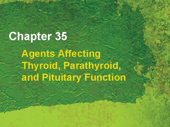Chapter 35 Agents Affecting Thyroid, Parathyroid, and Pituitary Function 