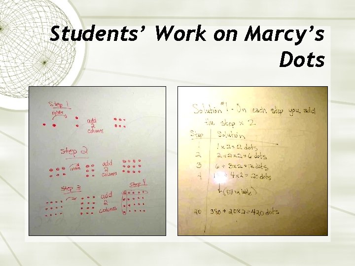 Students’ Work on Marcy’s Dots 