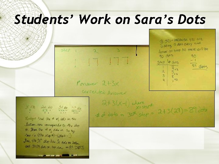 Students’ Work on Sara’s Dots 