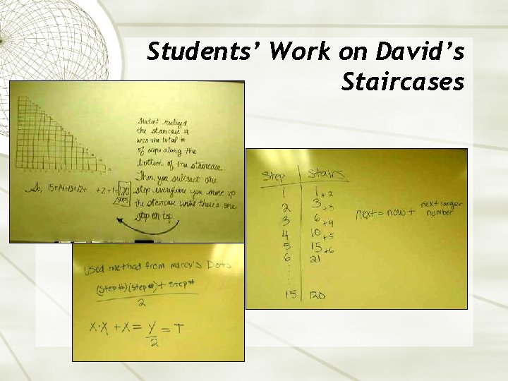 Students’ Work on David’s Staircases 