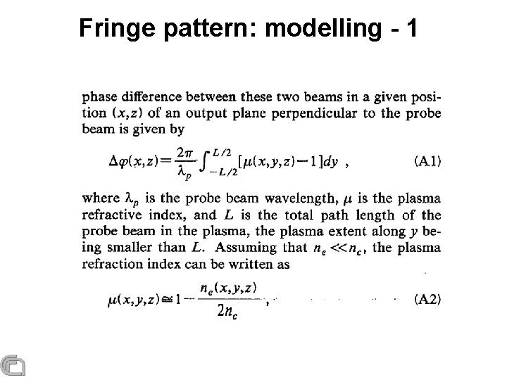 Fringe pattern: modelling - 1 