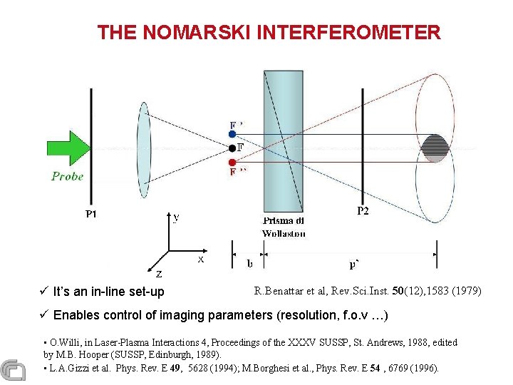 THE NOMARSKI INTERFEROMETER ü It’s an in-line set-up R. Benattar et al, Rev. Sci.