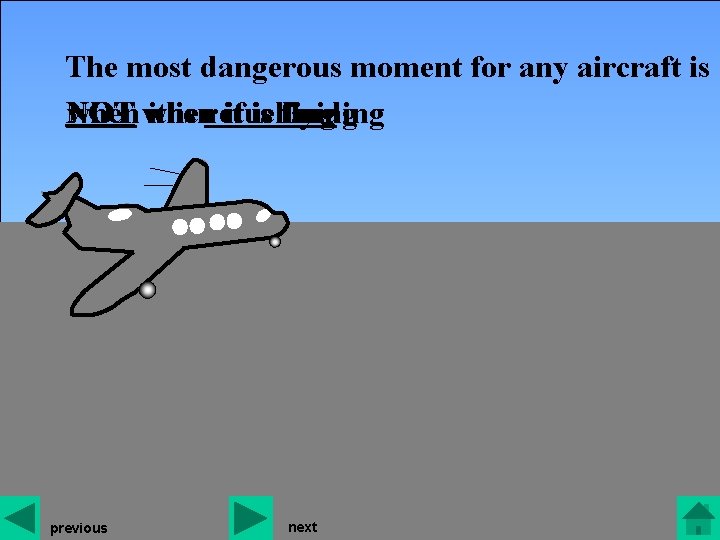 The most dangerous moment for any aircraft is NOT it is flying when it