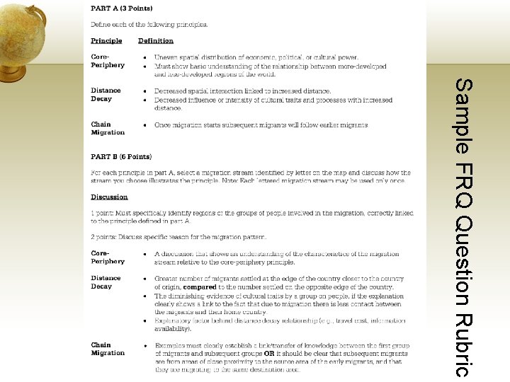 Sample FRQ Question Rubric 