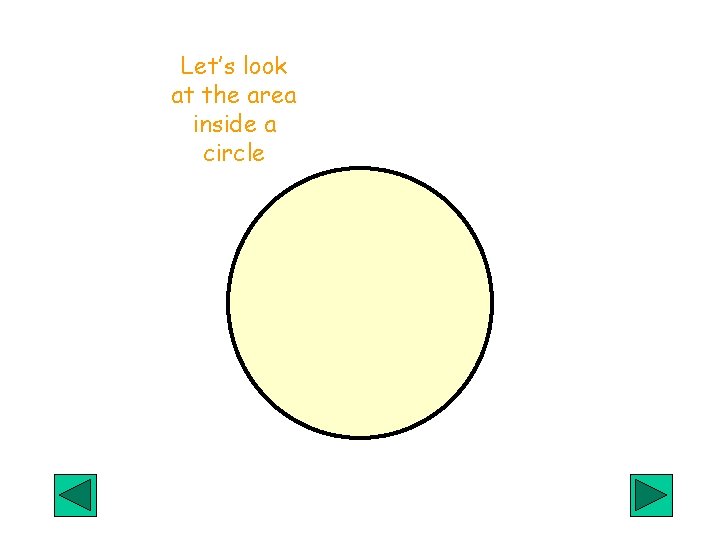 Let’s look at the area inside a circle 