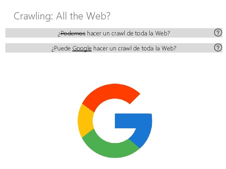 Crawling: All the Web? ¿Podemos hacer un crawl de toda la Web? ¿Puede Google