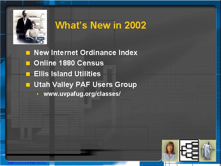 What’s New in 2002 New Internet Ordinance Index n Online 1880 Census n Ellis