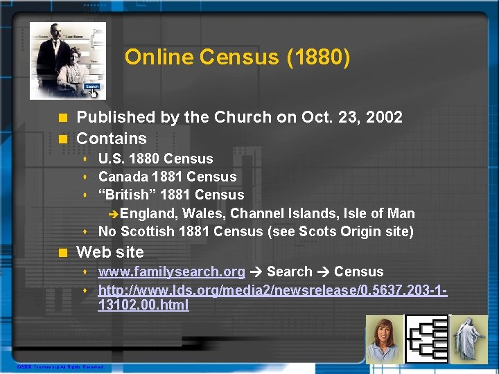 Online Census (1880) Published by the Church on Oct. 23, 2002 n Contains n