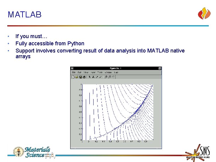MATLAB • • • If you must… Fully accessible from Python Support involves converting