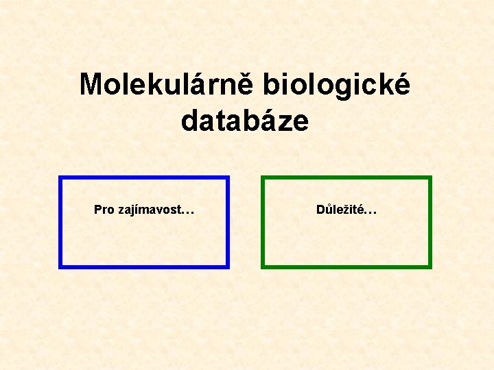 Molekulárně biologické databáze Pro zajímavost… Důležité… 