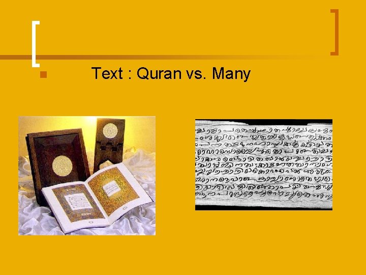 n Text : Quran vs. Many 