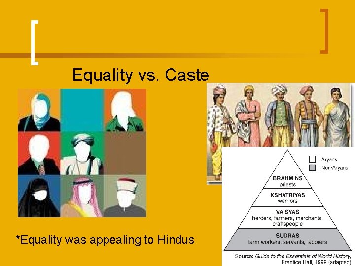 Equality vs. Caste *Equality was appealing to Hindus 