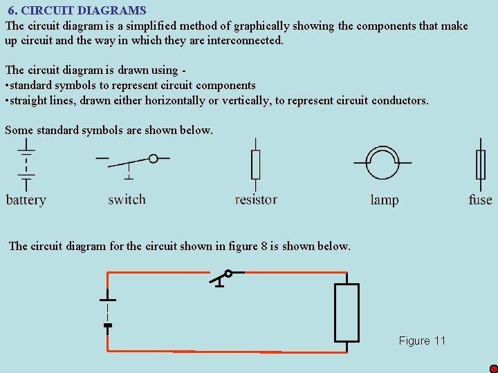 6. CIRCUIT DIAGRAMS The circuit diagram is a simplified method of graphically showing the